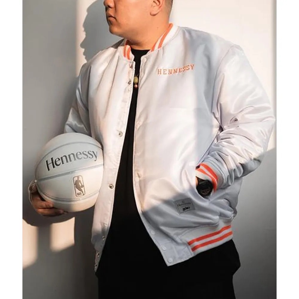Henne White and Orange Bomber Jacket